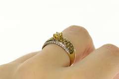 10K Yellow Gold Round Citrine Diamond Lattice Statement Ring
