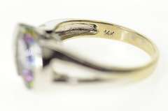 14K White Gold Oval Mystic Topaz Diamond Statement Ring