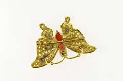 18K Yellow Gold Pave Yellow & Blue Sapphire Diamond Butterfly Pendant