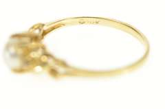 10K Yellow Gold Pearl Diamond Accent Classic Ring