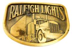 Raleigh Lights Trucker Brass Belt Buckle
