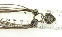 Multi Strand Sterling Silver Necklace with Heart Shaped Pendant Charm