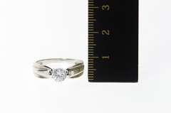 10K White Gold Round Classic Grooved Travel Engagement Ring