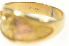 10K Yellow Gold Rounded Black Hills Leaf Statement Band Ring
