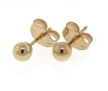 Cute Yellow Gold Ball Stud Earrings