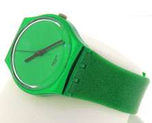 Swatch Green Glitter Silicone Strap Watch
