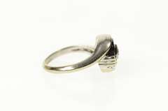 10K White Gold 1960's Black Onyx Diamond Bypass Ring