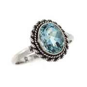 Sterling Silver Oval Blue Topaz Vintage Solitaire Ring