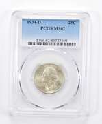 MS62 1934-D Washington Quarter - Graded PCGS