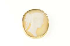 14K Yellow Gold Victorian Ornate Carved Lady Shell Cameo Pin/Brooch