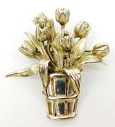 Signed Heavy Sterling Silver Tulip Brooch