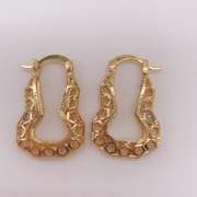 Fancy Italian 18kt Gold Plated Filigree Tricolor Hoop Earrings