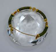 Vintage Gold Plated Jade Bracelet With Chinese Symbol Links