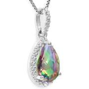 1.19 CT MYSTIC GEMSTONE & DIAMOND 925 STERLING SILVER PENDANT