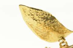 14K Yellow Gold Blue Topaz Citrine Leaf Fringe Statement Pin/Brooch