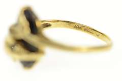 10K Yellow Gold Oval Black Onyx Dolphin Bypass Wrap Ring