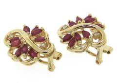 Incredible Yellow Gold Ruby and Diamond Earrings