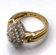 10 KT Yellow Gold Diamond Cluster Ring