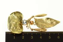 14K Yellow Gold Blue Topaz Citrine Leaf Fringe Statement Pin/Brooch
