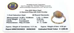 Enchanting Cabochon Cut Opal & Diamond Ring in Vermeil