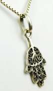 Sterling Hamsa Hand Pendant & Chain