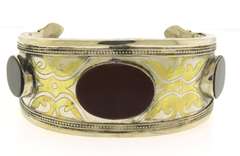 Turkmen Antique Silver Bracelet with Carnelians