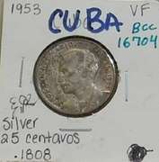 Cuba: Silver 1953 25 cts Marti Commem, circ luster