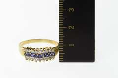 10K Yellow Gold Tiered Squared Syn. Sapphire Cubic Zirconia Ring