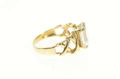 14K Yellow Gold Emerald Cut Woven Design Travel Engagement Ring