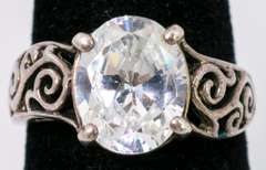 Sparkling CZ Filigree Ring in Sterling Silver