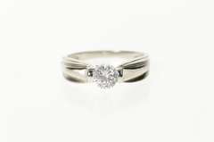 10K White Gold Round Classic Grooved Travel Engagement Ring