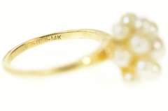 14K Yellow Gold Pearl Cluster Classic Statement Ring