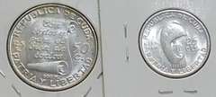 Cuba: Silver 1953 25 cts & 50 cts set, near Unc, Marti Commem