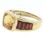 Lovely Yellow Gold Garnet and Citrine Band Ring