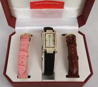 Peugot Gold Tone Interchangeable Strap Set Watch