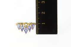 14K Yellow Gold Marquise Tanzanite Diamond Chevron Wedding Ring