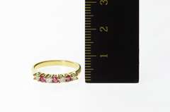 Gold Plated Classic Syn. Ruby CZ Wedding Band Ring