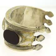 Turkmen Antique Silver Bracelet with Carnelians