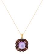 Charming Amethyst and Tourmaline Pendant on Chain