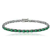 Sterling Silver 8.75ct Created Emerald Birthstone Tennis Bracelet