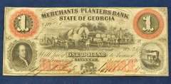 Vivid $1 Merchants and Planters State of Georgia Obsolete