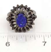 Awesome Anodized Tanzanite & Diamond Ring in Sterling Silver