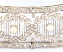 Antique Tiffany & Co Belle Epoque Circa 1900's Pearl and Diamond Necklace, Platinum