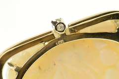 14K Yellow Gold Natural Opal Carved Floral Diamond Accent Pendant