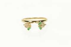 14K Yellow Gold Emerald Diamond Wrap Design Wedding Band Ring
