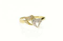 10K Yellow Gold Two Tone Pave Diamond Heart Love Promise Ring