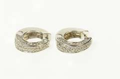 14K White Gold Pave Diamond Squared Statement Hoop Earrings