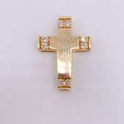 14kt Solid Yellow Gold & Diamond Cross Pendant