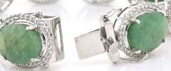 Gorgeous 80.05CTW Diamond Cut Natural Emerald & White Sapphire Bracelet in Platinum-Plated Silver
