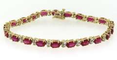 Festive Yellow Gold Rubies and Diamond Tenni Bracelet